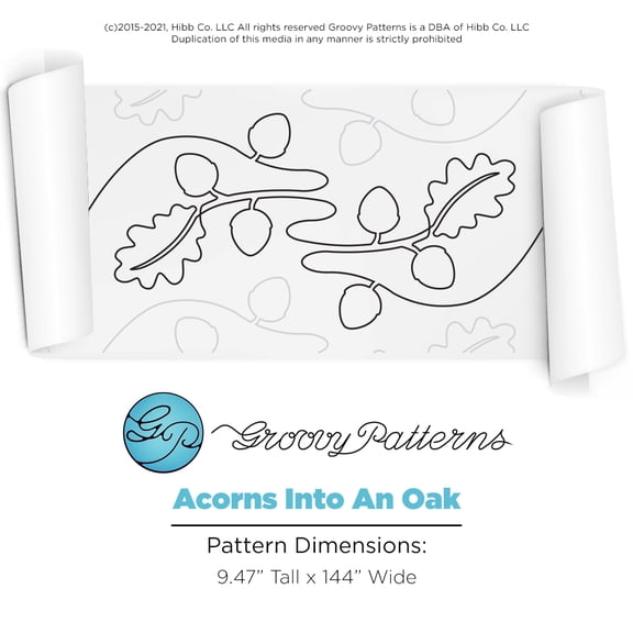 Groovy Patterns Longarm Quilting Pantograph - Acorns Into an Oak Design