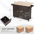 thumbnail image 2 of Gymax Drop-Leaf Kitchen Island Trolley Cart Wood Storage Cabinet w/ Spice Rack Brown, 2 of 10