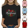 thumbnail image 4 of SERTG Kids Tops 3/4 Long Sleeve Round Neck Cute Casual Comfortable Festive Print Everyday Top Christmas Gifts for Boys and Girls 3-12 Years(White#1,9-10 Years), 4 of 4