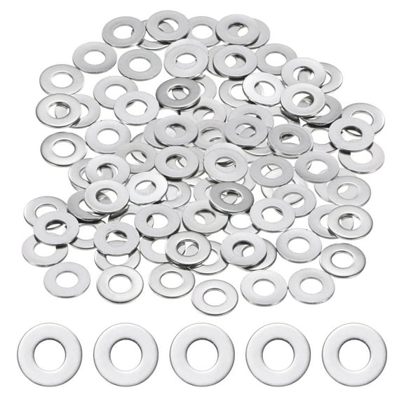 Uxcell 100-Pack 10# Flat Washers, 1/2" OD 304 Stainless Steel Washers for Bolts Screws Nuts[Silver]