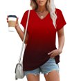 thumbnail image 2 of hotojiny Women's Summer T Shirts Casual Short Sleeve V Neck Loose Tops Lounge Soft Comfy Fashion Basic Shirts, 2 of 5