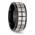 thumbnail image 4 of Stainless Steel Brushed Satin and Black Plated 9mm Band Ring Size 14 -  Jewelry Gift for Mom, 4 of 7