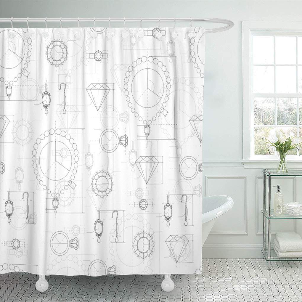 10HooksQ C3P1 59''x59'' Print Portable Pattern Waterof Bathroom Shower Curtain 