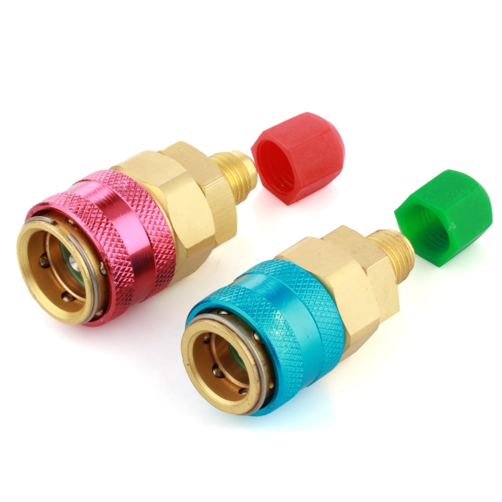 AC R134a Quick Connectors System Port Adapters Couplers Low High Set of 2 Conversion Kit for