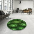 thumbnail image 4 of Ahgly Company Machine Washable Indoor Round Transitional Dark Lime Green Area Rugs, 6' Round, 4 of 7
