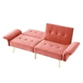 thumbnail image 5 of Leumius 78" Velvet Futon Sofa Bed, Convertible Sleepers Sofa Bed with Folded Armrests, Pink, 5 of 6