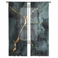 thumbnail image 3 of Black Teal Marble Sheer Curtains 72 Inches Long 2 Panels Set, Window Sheer Curtains for Living Room/Bedroom, Modern Ink Painting Art Abstract Light Filtering Rod Pocket Curtain 52'' x 72'' x 2, 3 of 7