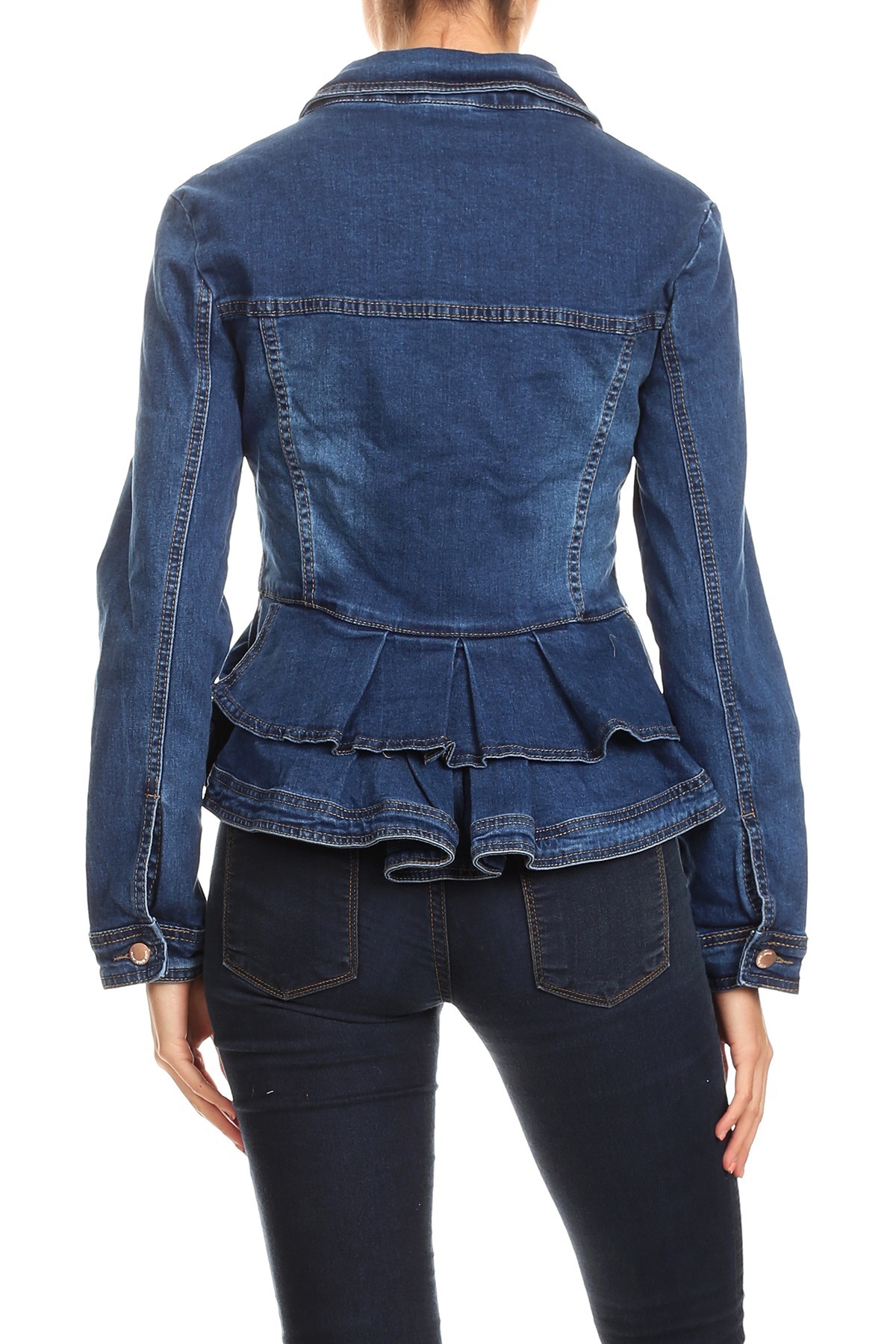 Fashion2Love Women's Plus / Juniors Size Premium Denim Premium Bodice Long Sleeve Jacket - image 4 of 8