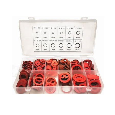 

600Pcs Red Steel Paper Metric Sealing Washers for Sump Plugs For Tap Seal Ring