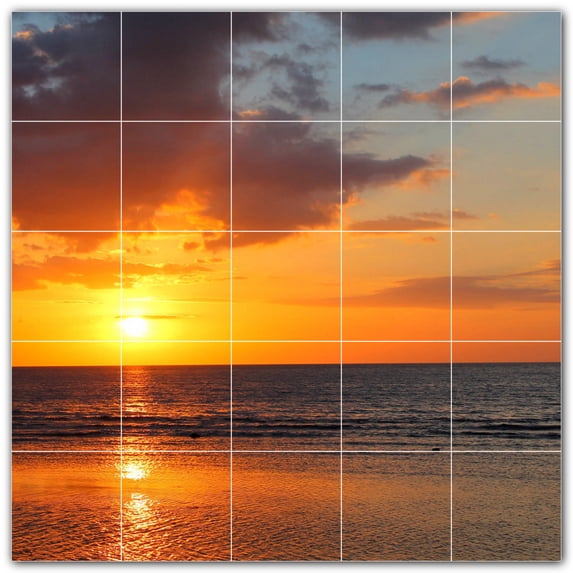 Picture-Tiles.com: Sunset Ceramic Tile Wall Mural WAL500981-55XL. 60"W x 60"H using (25) 12" x 12" Ceramic Tiles-Satin Finish