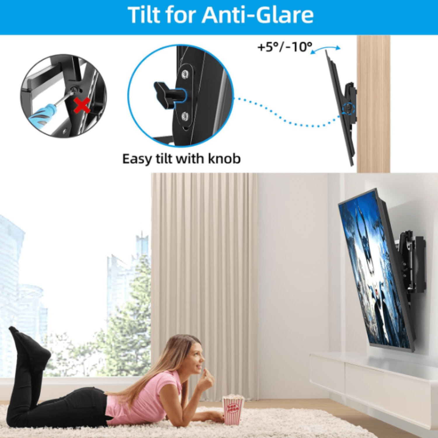 Heavy Duty Tilt TV Wall Mount Bracket for 48-120 Inch Flat/Curved TVs, 200Lbs Capacity, Fits 16/18/24 Inch Studs, Max VESA 800x600mm for LED OLED LCD