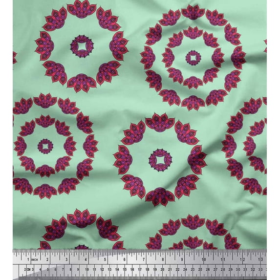 Soimoi Poly Georgette Fabric Mandala Ethnic Fabric Prints by Yard 52 Inch Wide