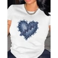 thumbnail image 1 of heart shaped denim design women's comfit t-shirt Tee For Adult, Men, Women, Teen, Teenager, Adolescent, Youth, 1 of 5
