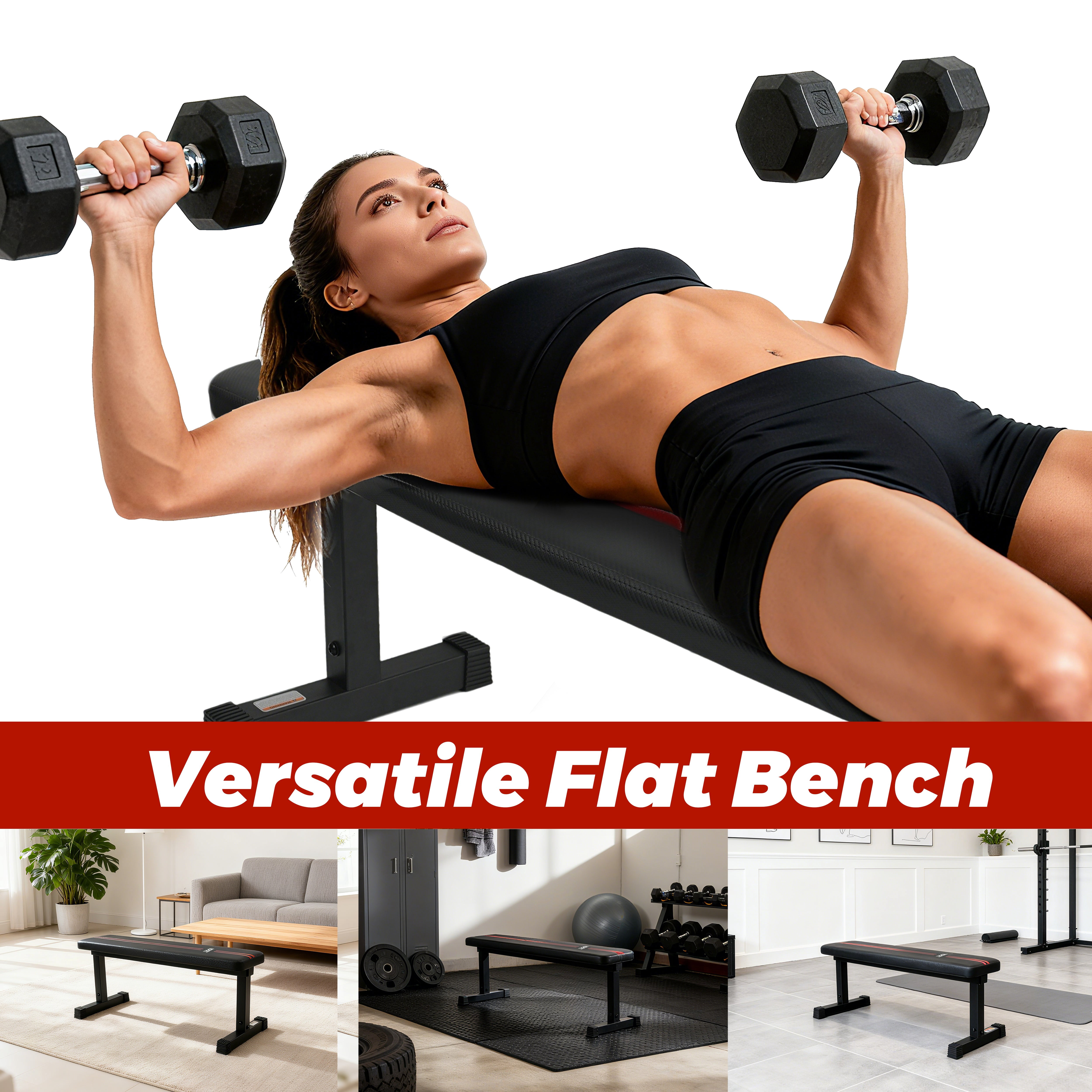 XPRT Fitness FB100 Flat Weight Bench – Heavy-Duty Steel Strength Training Bench for Home Gym