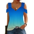 thumbnail image 1 of Blouses pour Femmes, Blouses à Col en V Mode pour Femmes, Chemises à Épaules Dénudées, Manches Courtes, 1 of 5