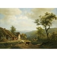 thumbnail image 3 of Eugène Joseph Verboeckhoven 24x18 Black Modern Framed Museum Art Print Titled - A&nbsp;Hilly Landscape with Cattle&nbsp;Going to the Fields, 3 of 5