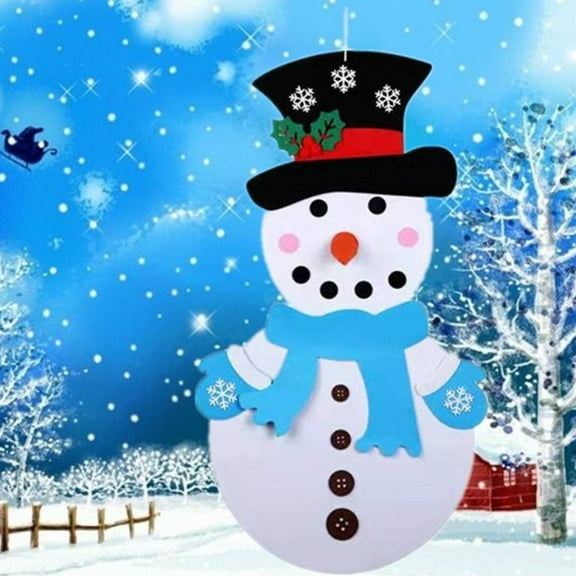 Wuztai DIY Christmas Snowman Felt Pendant Decor, 100x50cm Changeable Ornaments for Wall Tree, KidsHoliday Craft Activity