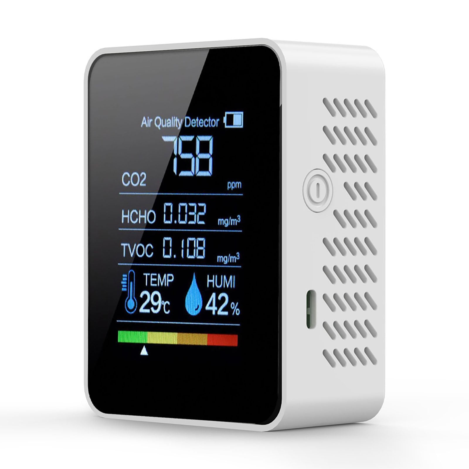 Professional 5-in-1 Air Quality Monitor - Portable CO2, TVOC, HCHO, Temperature & Humidity for Home, Office, Cars, & Pets - Smart Indoor Pollution Tester