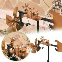 Handmade Metal Drummer Windmill,Stainless Steel Wind Spinner Drummer,Steampunk Percussionist Kinetic Sculpture Garden Decoration Wind Vanes,Outdoor Metal Art for Garden,Yard,Patio,Lawn Decor