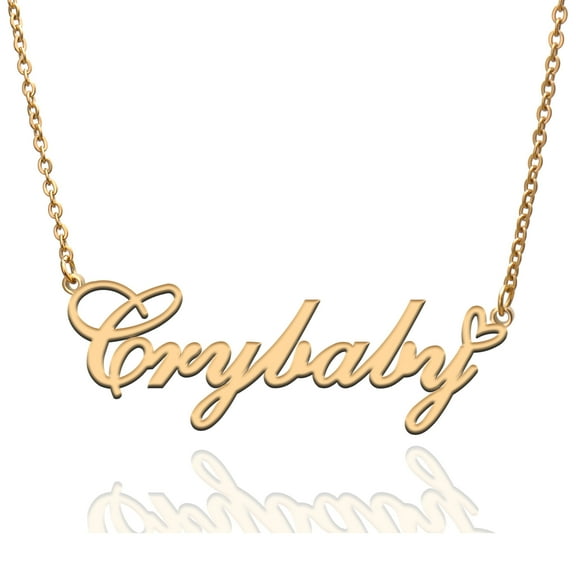 Crybaby Custom Name Necklace Customized Personalized Plated Name Necklace for Mother Daughter Friendship Women Valentine's Day Christmas Birthday New Year Gold