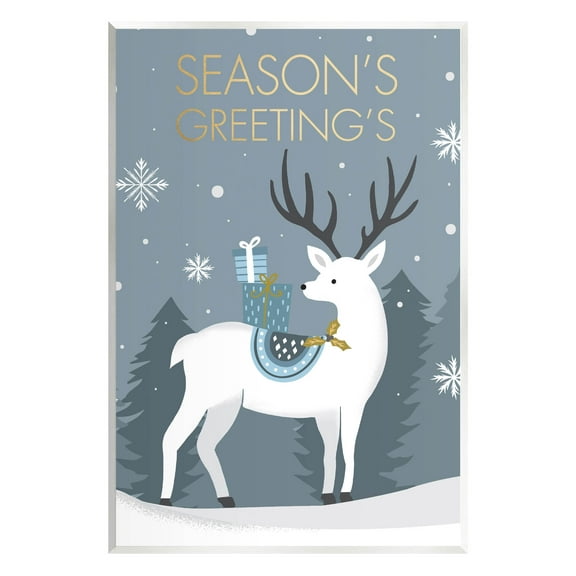 Stupell Industries Season's Greetings Holiday Reindeer Graphic Art Unframed Art Print Wall Art, Design by Louise Allen Designs