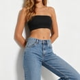 thumbnail image 4 of Womens Bandeau Tube Top – Seamless Strapless Bra Top Soft Stretch Comfortable Ribbed Crop Top Fits Black-strapless bra, 4 of 5