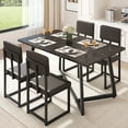 thumbnail image 2 of UHOMEPRO 5 Piece Dining Room Set, Modern Dining Table Set with Faux Marble Tabletop and 4 Leatherette Upholstered Chairs for 4 Persons, Rectangle Kitchen Table Set Dining Set for Dining Room, Brown, 2 of 13