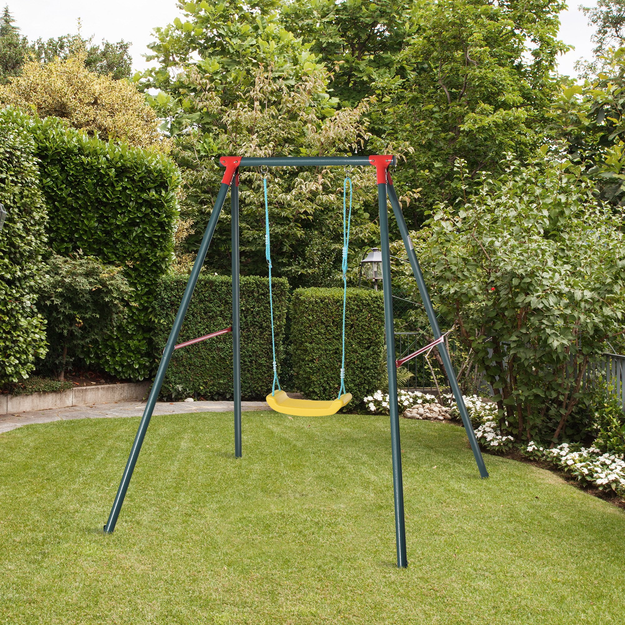 Metal Swing Set with Adjustable Rope 