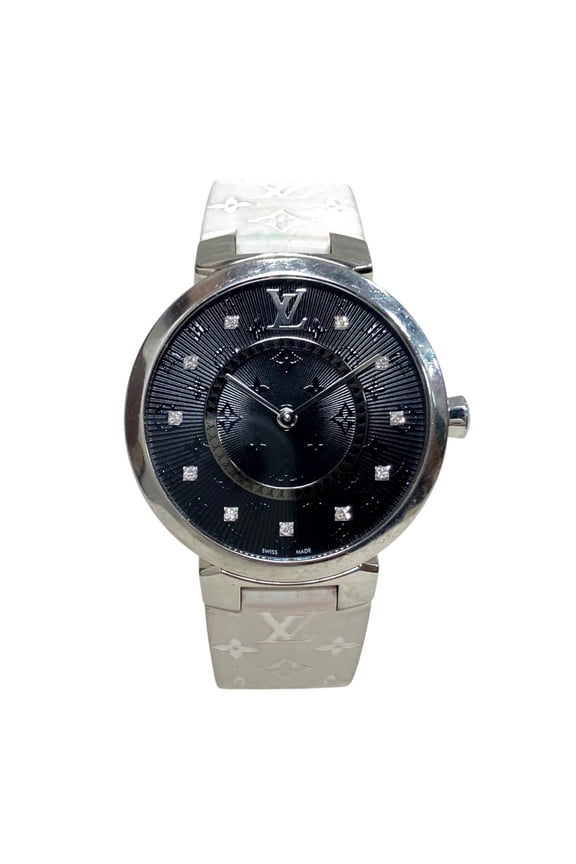 Pre-Owned Louis Vuitton Tambour Slim Watch, Total Weight 51g, Stainless Steel, Rubber Strap,...