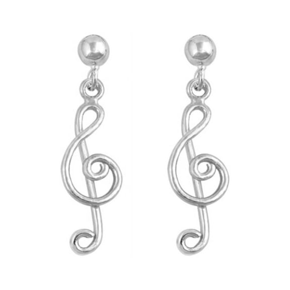 G Clef Music Note Earrings, Sterling Silver 925, Jazz Theme Jewelry