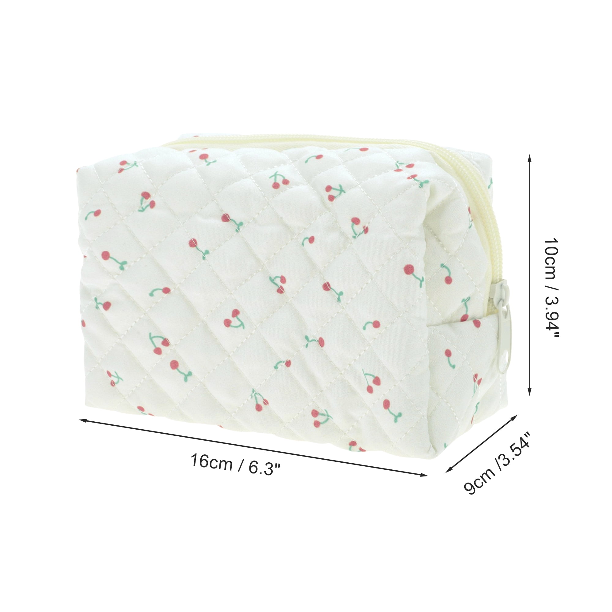 Unique Bargains Cherry Makeup Bag White 1 Piece for Travel Storage with Multiple Functions