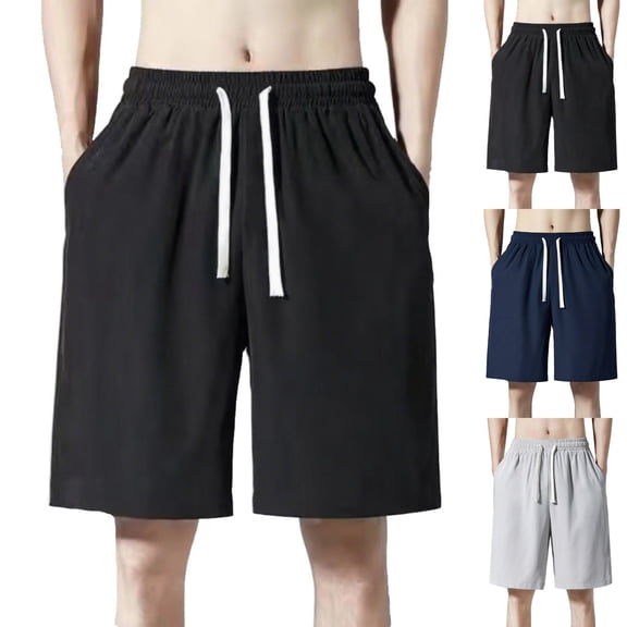 LIBRCLO Mens Shorts Elastic Waist Casual Daily Breathable Shorts with Drawstring for Outdoor Beach