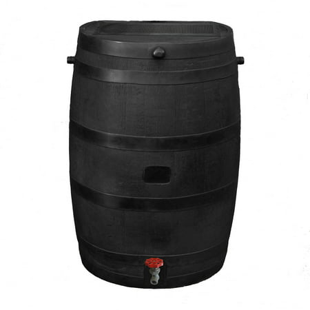 RTS Home Accents Flat Back Eco Rain Barrel, Black (Best Rain Barrel Setup)