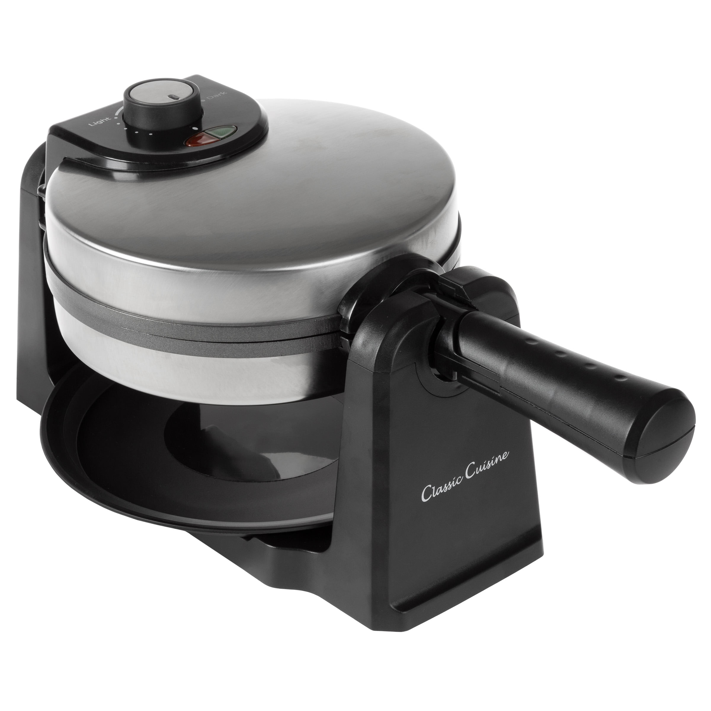 Classic Cuisine 180-Degree Nonstick Flip Waffle Iron with Drip Pan