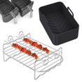 thumbnail image 2 of 2Pcs Accessoires de Friteuse d'Air Fixés avec le Pot de Silicone de Friteuse d'Air et le Support de Double Couche avec la Doublure Réutilisable de Friteuse d'Air de Brochette, 2 of 9
