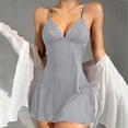 thumbnail image 3 of Stamzod Women's Lace Nightgown with Briefs 2 Piece Set V Neck Night Dress Sleepwear Side Drawstring, Adjustable Spaghetti Straps, Bow Detail S, 3 of 10
