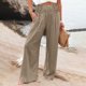 thumbnail image 1 of WILLBEST Pantalones Casuales elegantes para Mujer, Pantalones Palazzo de Verano de Pierna Ancha, Pantalones de Playa Holgados de Cintura Alta con Bolsillo para Uso Diario Extra Grande, 1 of 4