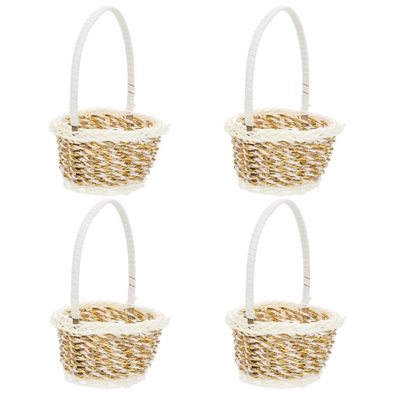 SKISUNO 4-Piece Handmade Brown Storage Baskets Set for Home Organization and Decorative Flower Display