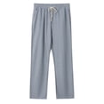 thumbnail image 4 of JTieacloth Mens Long Pants Men's Breathable Imitation Linen Small Checkered Beach Trousers Loose Casual Straight Trousers Gray, 4 of 4