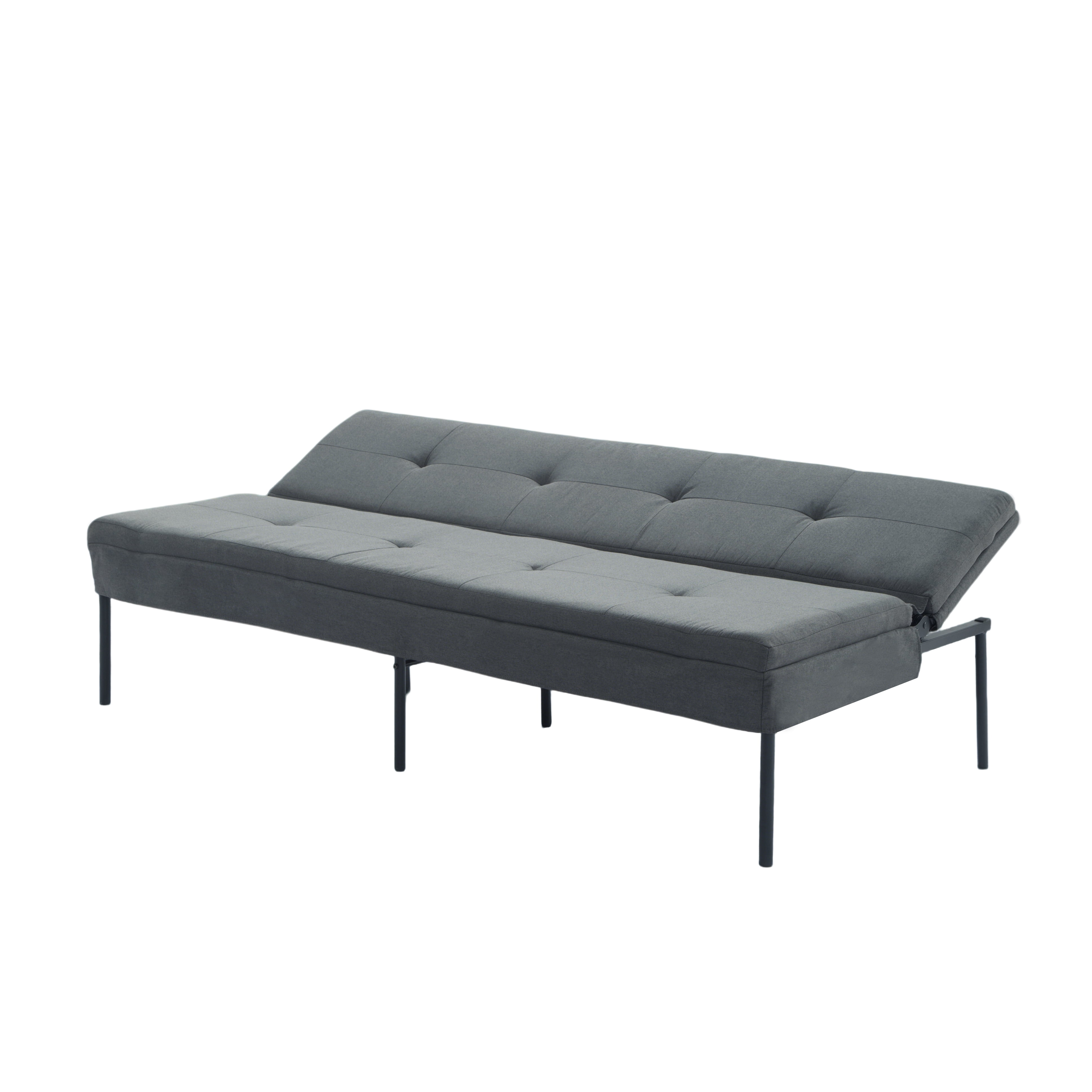 Gewnee 69.88" Modern Futon Sofa Bed with 5-Position Adjustable Backrest,All-Iron Frame & Polyester Fabric - Convertible Sleeper for Small Space,Living Room.Dark Grey