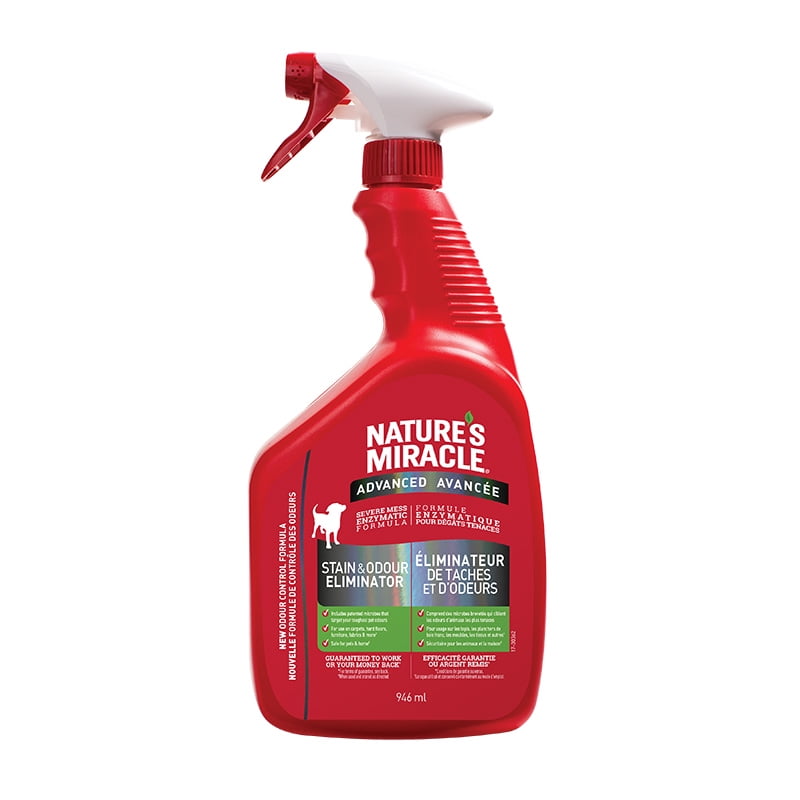 Nature’s Miracle Advanced Stain and Odor Eliminator Dog, 32 Ounces, Spray, Fresh Scent, Severe Mess Enzymatic Formula For Tough Pet Messes