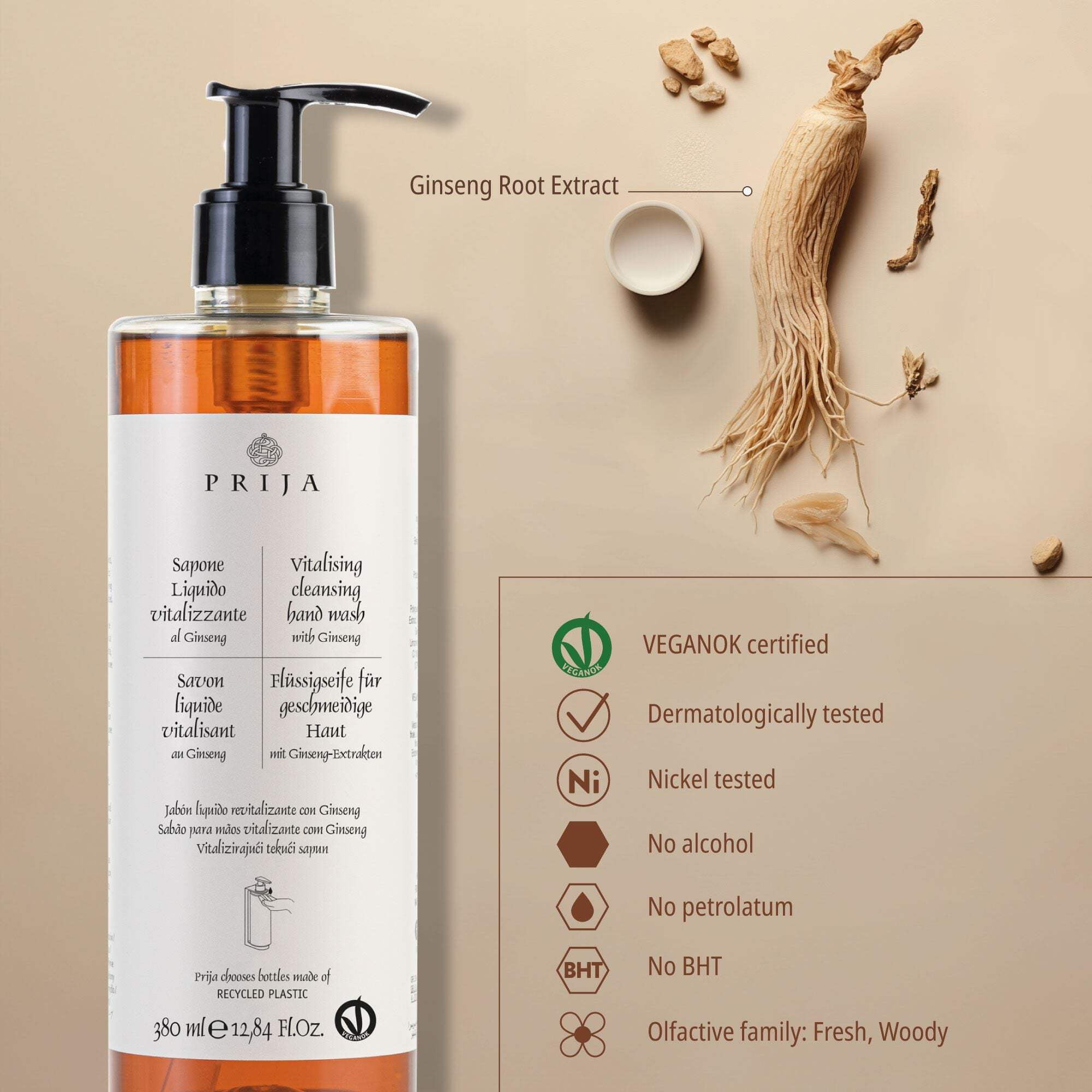 Prija Vitalizing Cleansing Hand Wash With Locked Pump (12.84 Fluid Ounce) - 18Pack