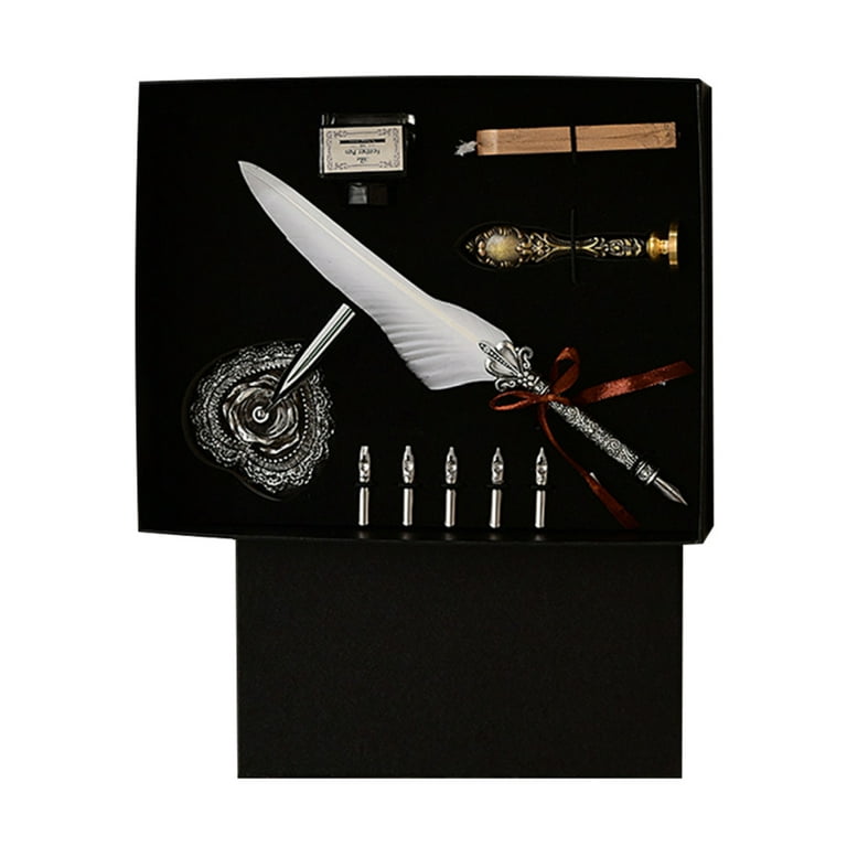 Feather Quill Writing Set, White