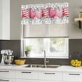 thumbnail image 4 of Valentine's Day Curtain Valances for Windows, Kitchen Valance Window Treatments Panel 2 Pack, Pink Love Heart Eucalyptus Leaves Grey Plaid Rod Pocket Short Curtains for Bathroom Bedroom 60 x 18 Inch, 4 of 8