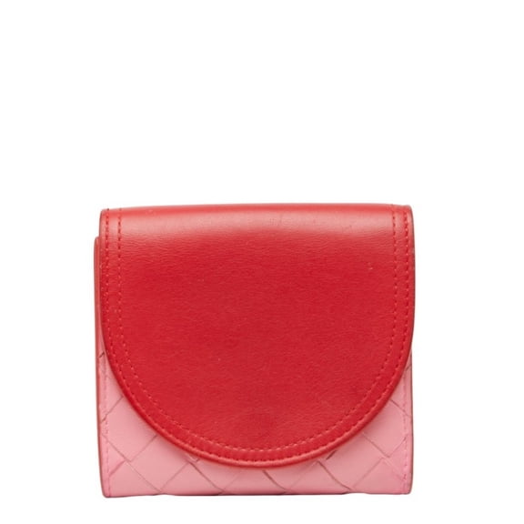 Pre-Owned Bottega Veneta Intrecciato Bi-fold Wallet 577841 Red Pink Leather Women's... (Good)