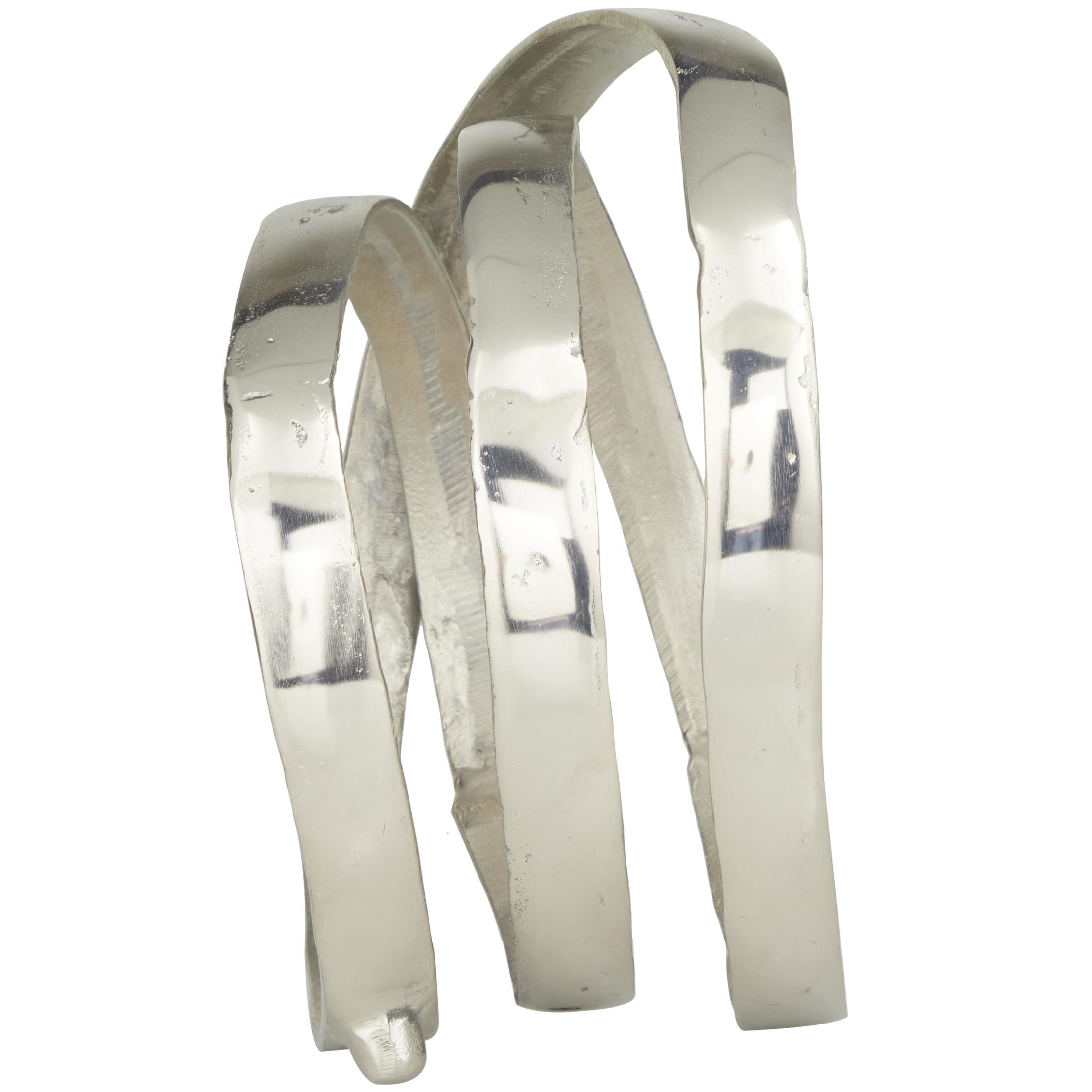 12" x 13" Silver Aluminum Metal Looped Abstract Sculpture, by DecMode