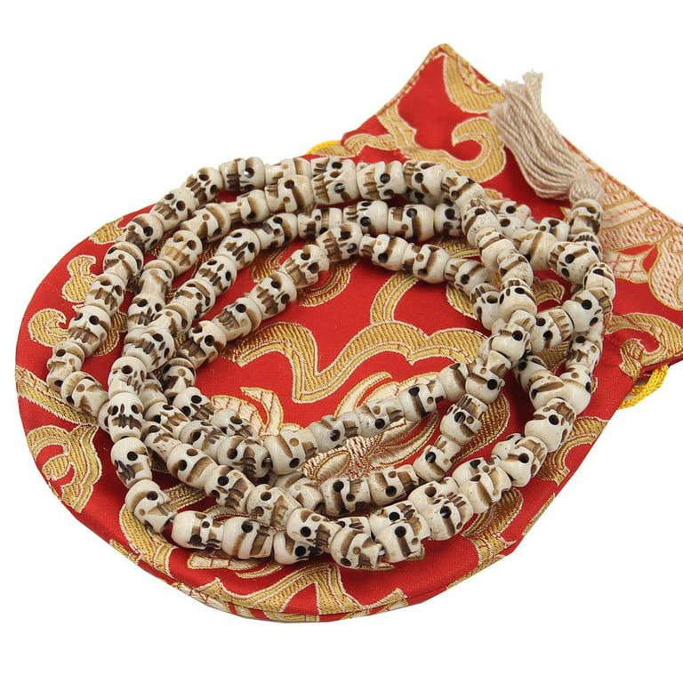 Tibetan Rosary 108 Beads, Carved Mala Bead, Yak Bone Rosary