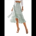 thumbnail image 2 of Falda Midi con Abertura y Volantes en el Bajo, con Nudo y Estampado Floral Bohemio para Mujer Verde L, 2 of 10