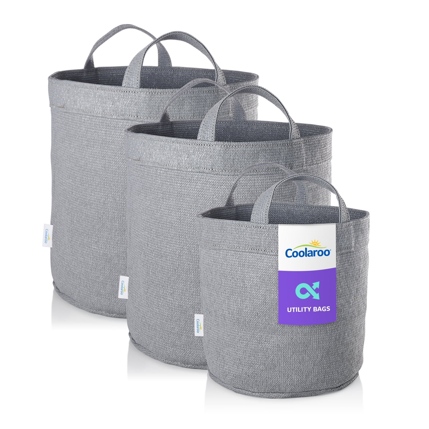 Coolaroo 3Pack Small, Medium & Large Utility and Storage Bins with Reinforced Handles, Steel
