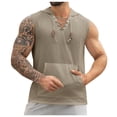thumbnail image 2 of Bcfgryg Men's Casual Jacquard Knit Hooded Lace Up T Shirt Sleeveless Vest Men's Vest, 2 of 5